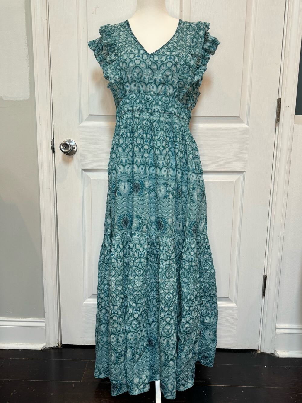 Sundance Mystical Mosaics Long Tiered Ruffle Maxi Dress - Small petite NWOT